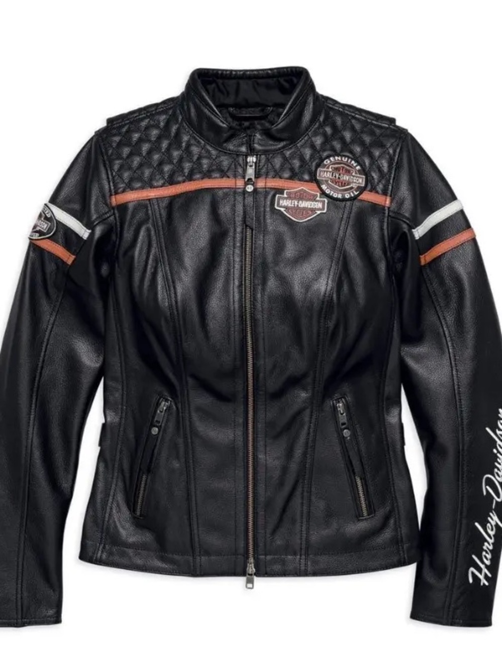 Harley-Davidson Women’s Miss Enthusiast Leather Zip-Up Motorcycle Jacket XXL